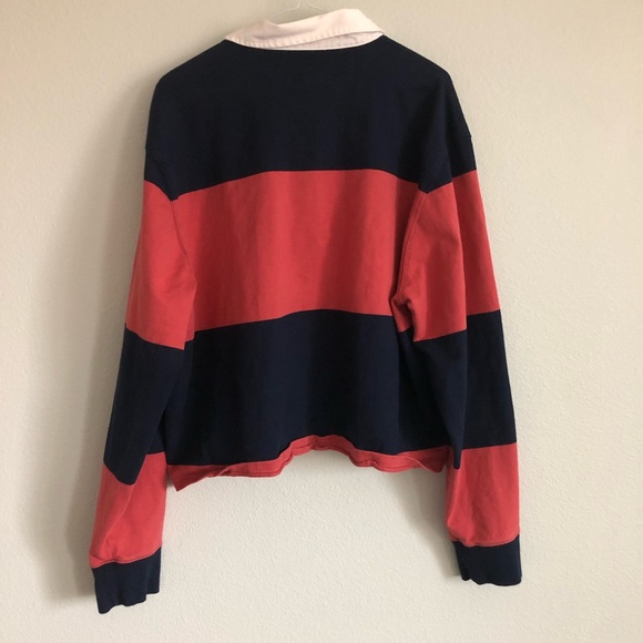 J. CREW ALWAYS Rust/Navy Long Sleeve Crop Polo. Size XL - Picture 4 of 7
